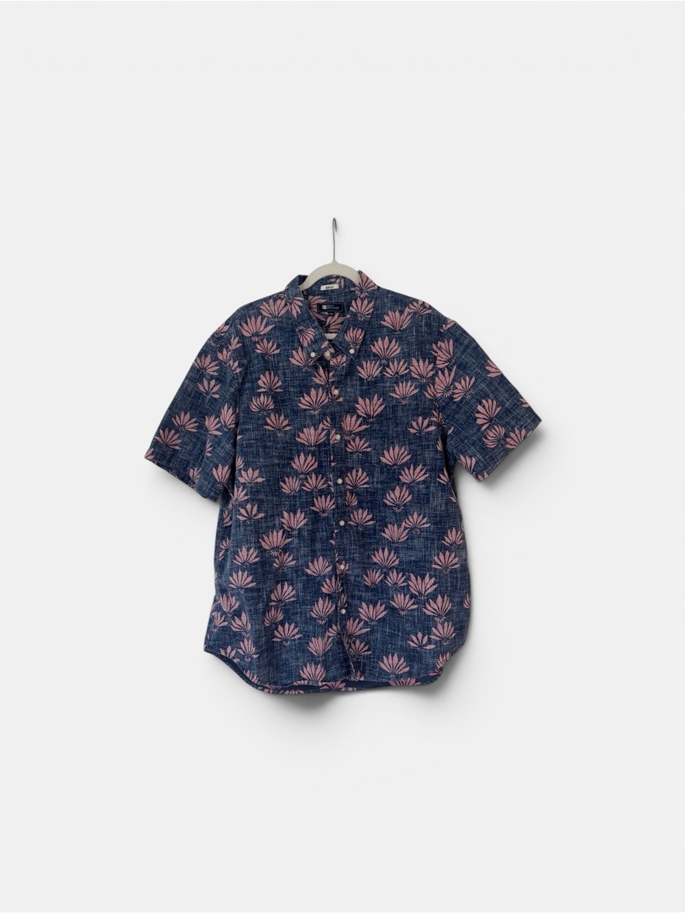 reyn spooner Navy Short-Sleeve Button-Down with Pink Floral Print